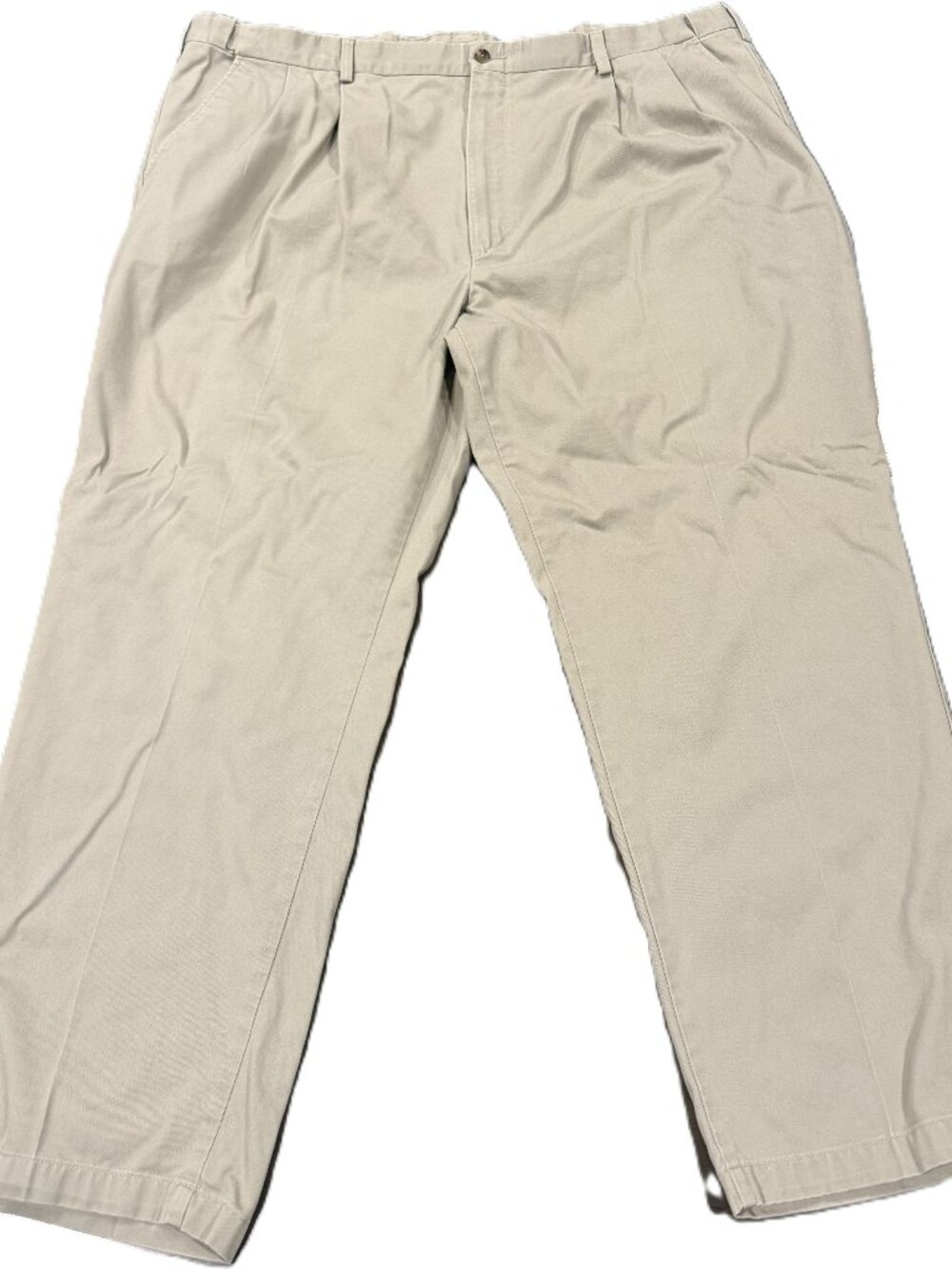 Roundtree + Yorke Men's 100% Cotton Tan Khaki Chino Pants W46 L30